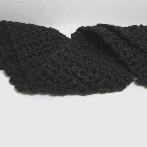 Black Scarf 88"x5" Long Goth Chunky Handmade Crochet Hand Knit Unisex Retro NWT - Picture 6 of 10